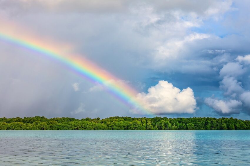 island water rainbow, rainbows, antigua, barbadoa, isalnd
