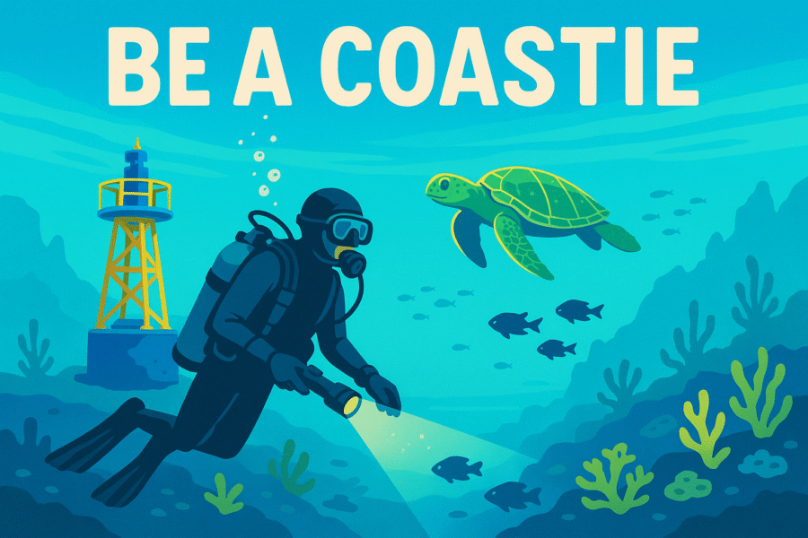coastal club be coastal magazine, scuba diver be a coastie sign up page