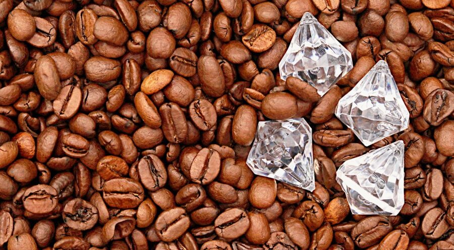 luxury lab diamonds and coffee beans