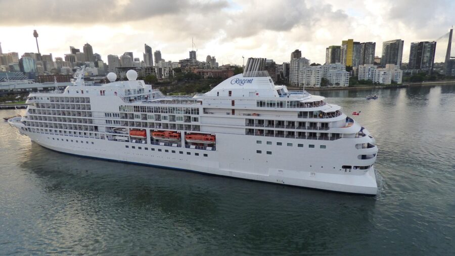 luxury cruise liner in port